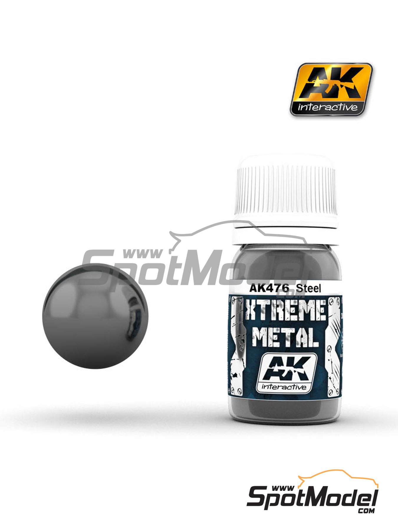 AK Interactive AK476: Xtreme metal paint Steel 1 x 30ml (ref. AK